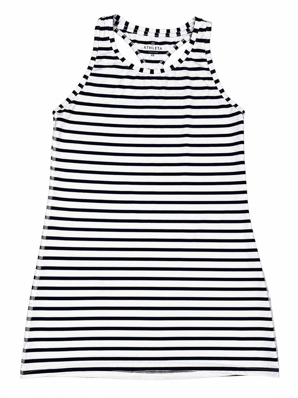 Athleta XS Striped Racerback Tank Top White Navy Black Athletic Stretch